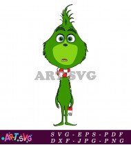 Grinch With Red And White Scarf Design SVG