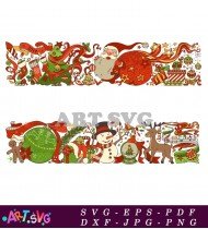 Festive Christmas Wreath With Bells And Santa SVG