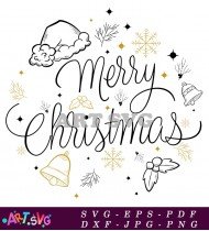 Merry Christmas With Bell And Snowflakes SVG