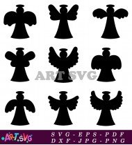 Silhouette Angel Christmas Clipart SVG