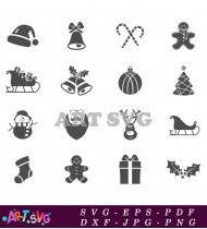 Christmas Bells Snowman Gingerbread Clipart Set SVG