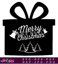 Merry Christmas Gift Box With Bell Design SVG