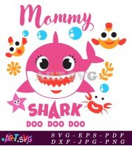 Mommy Shark With Fish And Seaweed SVG