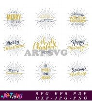 Merry Christmas Card With Festive Sparkle Design SVG