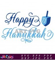 Happy Hanukkah Dreidel Jewish Holiday Design SVG