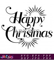 Happy Christmas Lettering Design Printable SVG 2