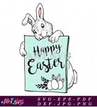 Happy Easter Bunny Holding Sign Cute SVG