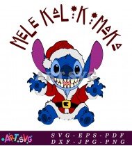 Stitch Wearing Santa Suit Christmas Ornament SVG 2