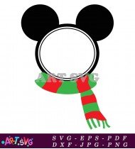 Mickey Mouse Christmas Scarf Silhouette for Decorations SVG