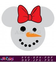 Snowman with Bow Silhouette Clip Art Design SVG