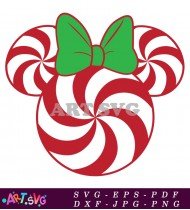 Candy Cane Minnie Mouse Head Design Silhouette SVG