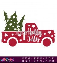 Holly Jolly Christmas Truck Silhouette Design SVG