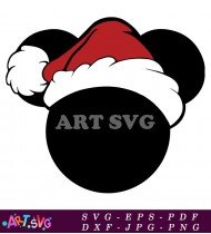 Mickey Mouse Silhouette Santa Claus Ornament Vector SVG