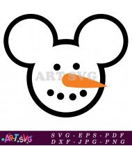 Mickey Mouse Silhouette Snowman Winter Design SVG