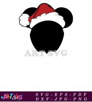 Mickey Mouse Christmas Hat Black Silhouette SVG