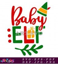 Baby Elf Christmas Holiday Design SVG Cut File