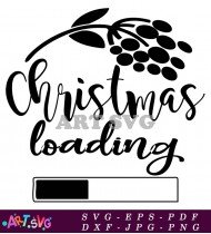 Christmas Loading Black And White Text SVG