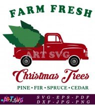 Red Pickup Truck Christmas Trees Funny Holiday Shirt Design SVG 1