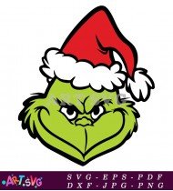 Grinch Face Christmas Design Clip Art SVG