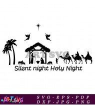 Silhouette Christmas Nativity Scene Design SVG