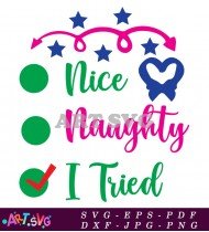 Nice Naughty Tried Checkbox Holiday Design SVG