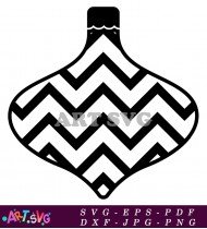 Christmas Ornament Silhouette Black White Chevron Design SVG