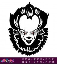 Pennywise Scary Clown Face Horror Movie Art SVG