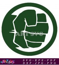 Green Circle Logo of Hulk Fist Graphic SVG