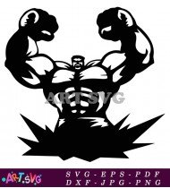 Muscular Hulk Silhouette with Muscle Details SVG