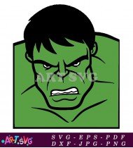 Hulk Face Cartoon Illustration Green Color SVG