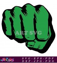 Green Hulk Fist Symbol Comic Style SVG