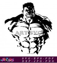 Hulk Black And White Muscle Character SVG 1