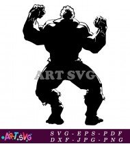 Hulk Black And White Muscle Cartoon SVG