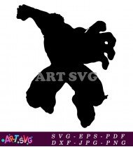 Hulk Silhouette Black And White Illustration Vector SVG