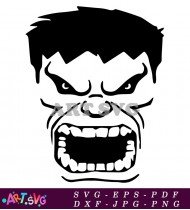 Angry Hulk Face Silhouette Clip Art Vector SVG