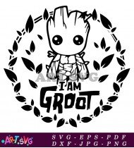 I Am Groot Character In A Wreath SVG