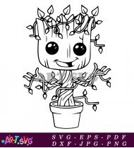 Groot Character Illustration Printable Coloring Page SVG