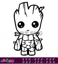 Cute Baby Groot Coloring Pages Printable SVG