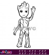 Cartoon Baby Groot Coloring Pages Free SVG