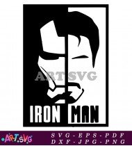 Iron Man Logo Vector Illustration Black And White SVG