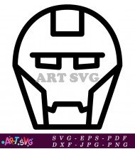 Iron Man Mask Vector Illustration Black And White SVG 9