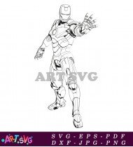 Iron Man Character Vector Illustration Black And White SVG 3