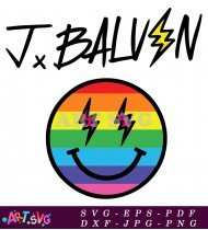 J Balvin Rainbow Smiley Lightning Bolt Icon SVG