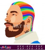 Man With Colorful Hair Profile Portrait SVG