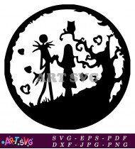 Jack Skellington And Sally Silhouette Couple SVG