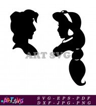 Aladdin Silhouette Princess Jasmine Disney Cartoon SVG