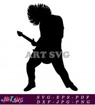 Silhouette Of Rock And Roll Guitarist SVG