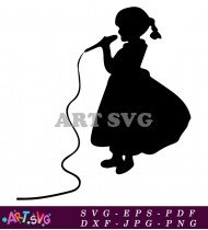 Girl With Long Hair In Silhouette Singing SVG