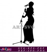 Female Singer In Dress Holding Microphone SVG