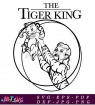 Tiger King Logo Black and White Illustration SVG